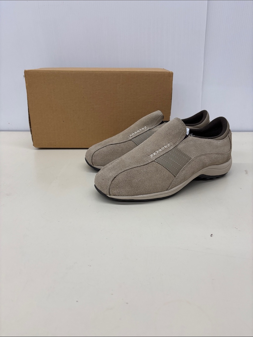 Easy Spirit Taupe Suede Slip-On Flats